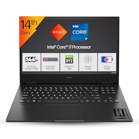 HP OMEN Gaming, 14th Gen Intel Core i7-14650HX, 16GB DDR5, 1TB SSD, 8GB NVIDIA RTX 4060, 16.1-inch(40.9cm), 144Hz, IPS, FHD Laptop, Backlit KB, HyperX audio (Win 11, Office 21, Black, 2.39kg) wf1096TX